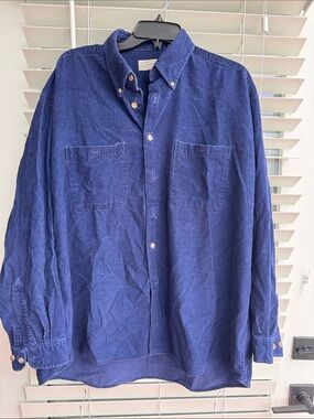 St. John's Bay Navy Blue Button-Down Casual Shirt
